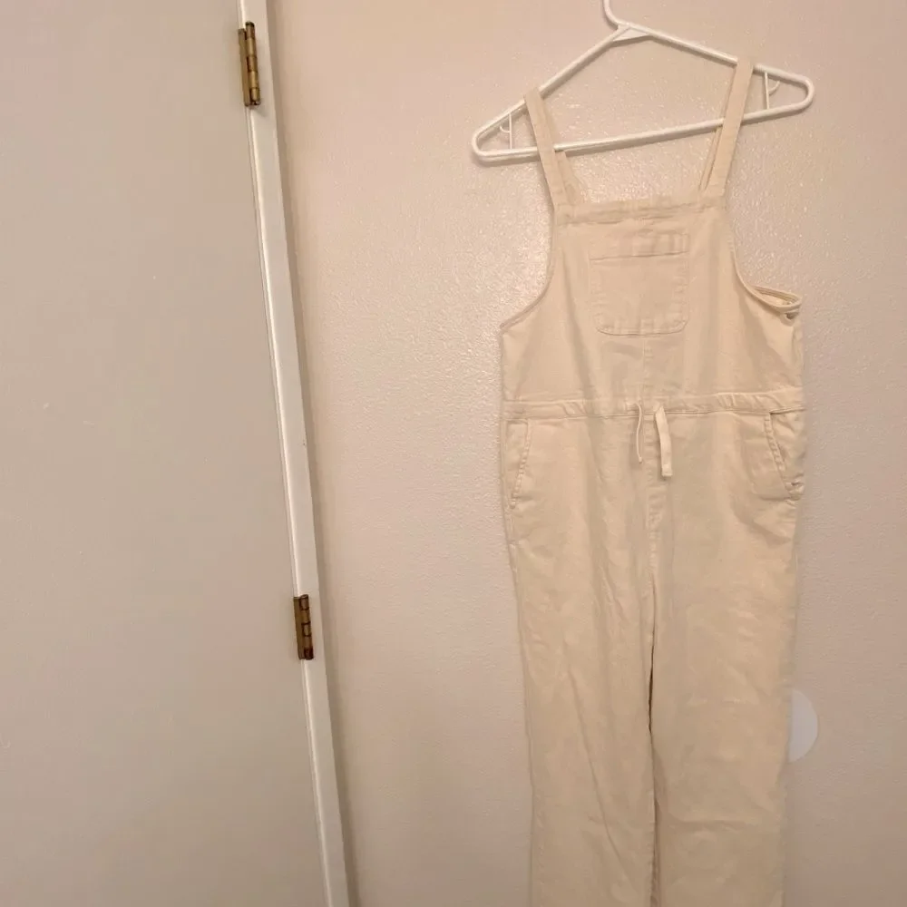 Free Assembly Slouchy Overalls white cream cotton canvas lagenlook teen 14-16